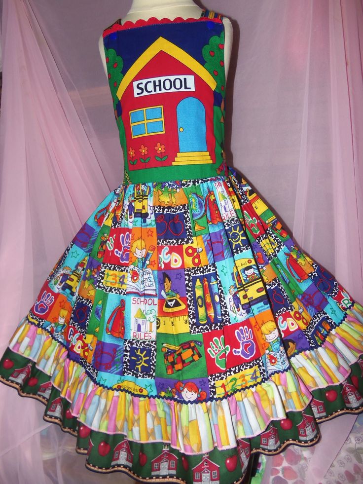 a dress made to look like a school house