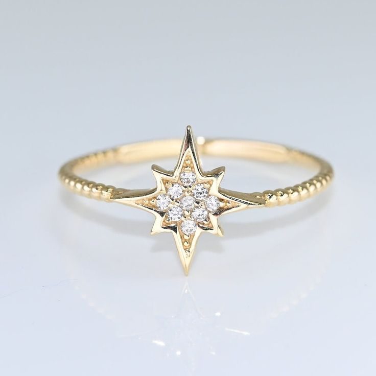 14k Solid Gold Dainty North Star Ring / Real Gold North Star Cluster Ring / Dainty Celestial Star Ring / Handmade Fine Jewelry by Selanica - Etsy North Star Ring, Dainty Fine Jewelry, Alexandrite Jewelry, Celestial Ring, Star Cluster, Handmade Fine Jewelry, Ruby Jewelry, Star Jewelry, Fit Ideas