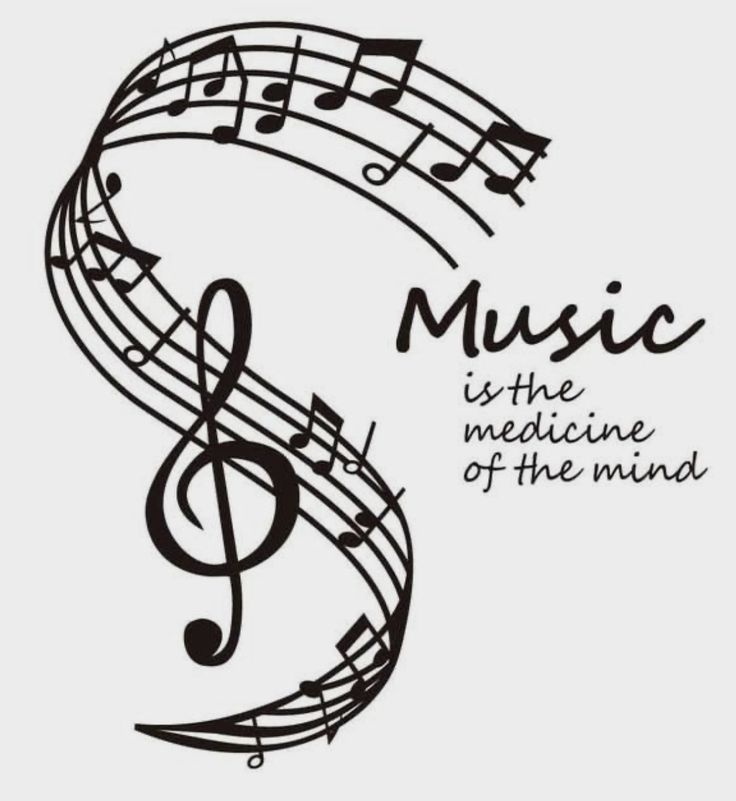 music is the medicine of the mind with musical notes and treble clefs