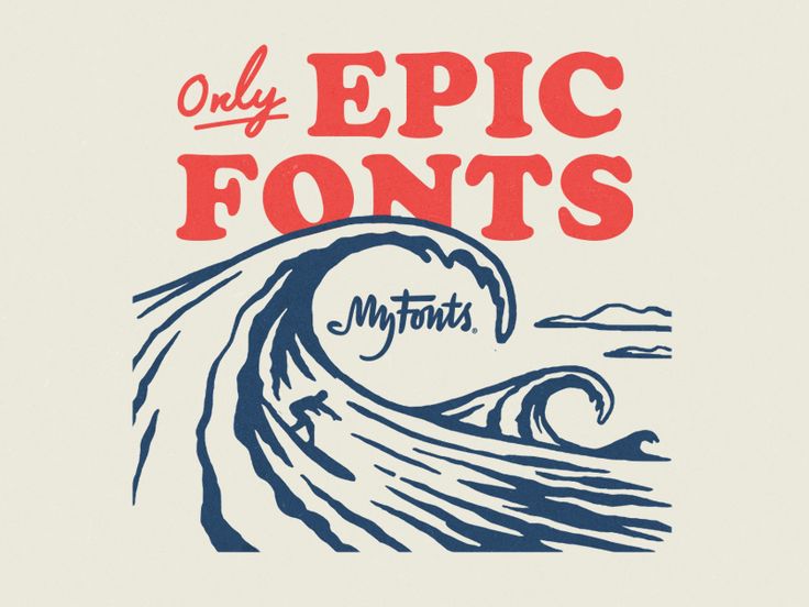 an image of a wave with the words only epic fonts written on it in red, white and blue