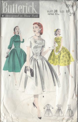 1950s Vintage Sewing Pattern DRESS B38 (1039) | eBay 1950s Dress Patterns, Vintage Clothes Patterns, 1950s Sewing Patterns, Vintage Vogue Sewing Patterns, Costume Sewing Patterns, Squared Neckline, Vintage Dress Patterns, Butterick Pattern, Vintage Princess