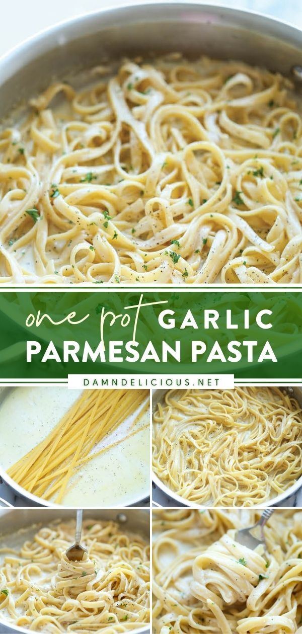 ONE POT GARLIC PARMESAN PASTA How To Cook Pasta In Sauce, One Pot Garlic Pasta, One Pot Lemon Garlic Parmesan Pasta, Light Garlic Sauce For Pasta, Easy Dinner Recipes For Two Pasta, Pasta Recipes Garlic Parmesan, Cook Pasta In Sauce One Pot, Recipes With Light Cream, Creamy Parmesan Noodles