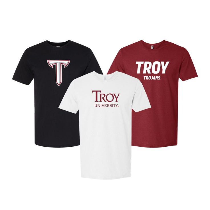 three t - shirts with the words troy, trov and trot on them