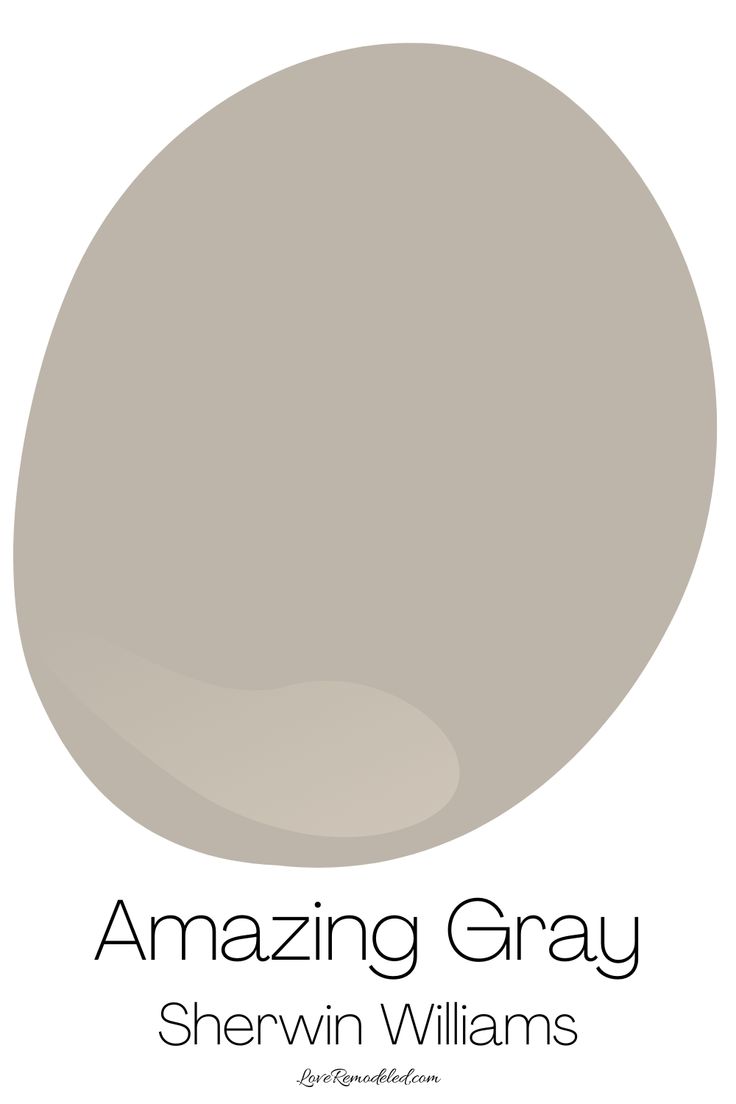 an oval gray color with the words, new gray sherylin williams on it