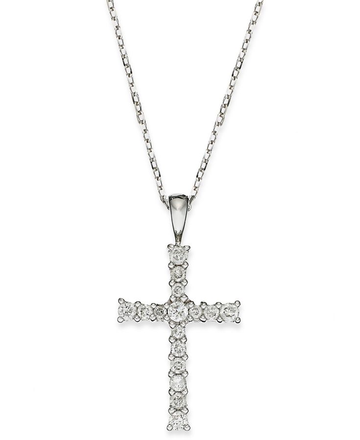 in stock Formal Diamond Necklace With Cross Pendant And Diamond Accents, Formal Diamond Cross Pendant Necklace With Accents, Formal Cross Pendant Diamond Necklace With Accents, Formal Diamond Cross Necklace With Accents, Formal Diamond Accent Cross Pendant Necklace, Formal Cross Diamond Necklace With Accents, Macy's 14k White Gold Jewelry With Diamond Accents, Classic Diamond Necklace With Brilliant Cut Cross Pendant, Classic Brilliant Cut Diamond Cross Pendant Necklace