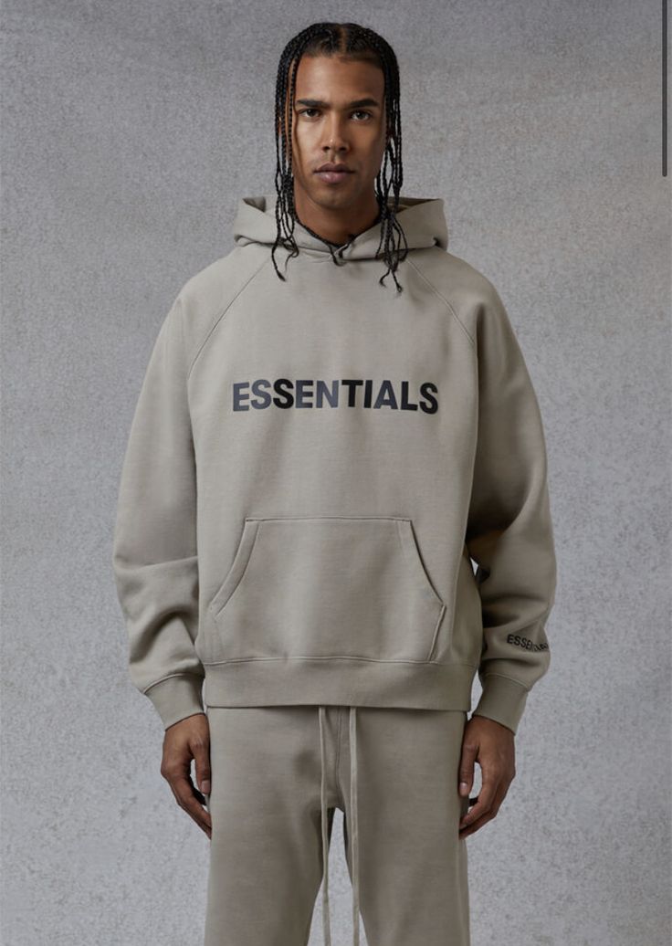 Fear Of God Essentials Olive Hoodie Shirt On Top Of Hoodie Outfit, Hoodies Outfit Men, Hoodie Men Outfit, Hoodie And Sweatpants Outfit, Olive Hoodie, Green Hoodie Men, Hoodie Outfit Men, Sweatpants And Hoodie, Essentials Hoodie