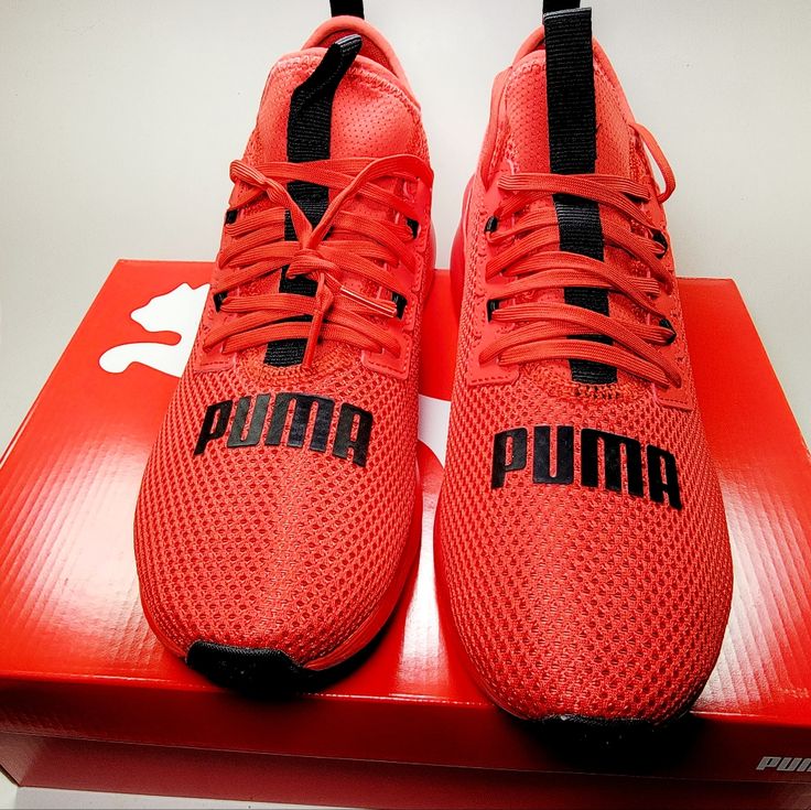 New Unisex Puma Brand Shoes. Size 10. Made In Vietnam. Puma Training Running Shoes In Synthetic Material, Puma Running Shoes For Sports, Synthetic Puma Training Running Shoes, Synthetic Puma Running Shoes For Training, Training Running Shoes With Puma Logo, Red Sole Lace-up Running Shoes For Training, Puma Training Running Shoes With Round Toe, Puma Training Running Shoes With Logo, Puma Running Shoes For Training With Round Toe