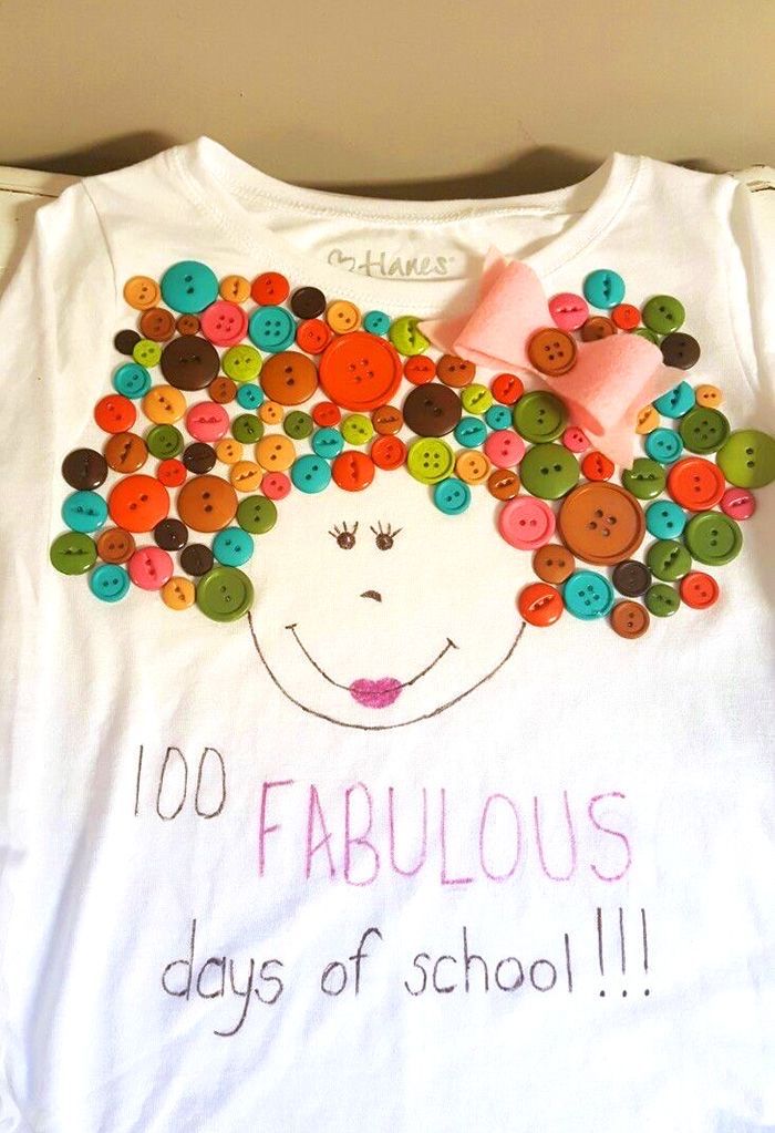 a t - shirt with buttons on it that says 100 fabulous days of school,