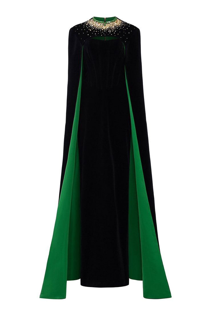 Cape sleeve velvet sheath dress - XS#blackdress #partydress #cocktaildress #littleblackdress #eveninggown Long Capes For Women, Velvet Floor Length Dress, Velvet Gowns, Corset Gown, Long Cape, Knitwear Outfit, Happy Clothes, Strapless Bustier, Velvet Gown