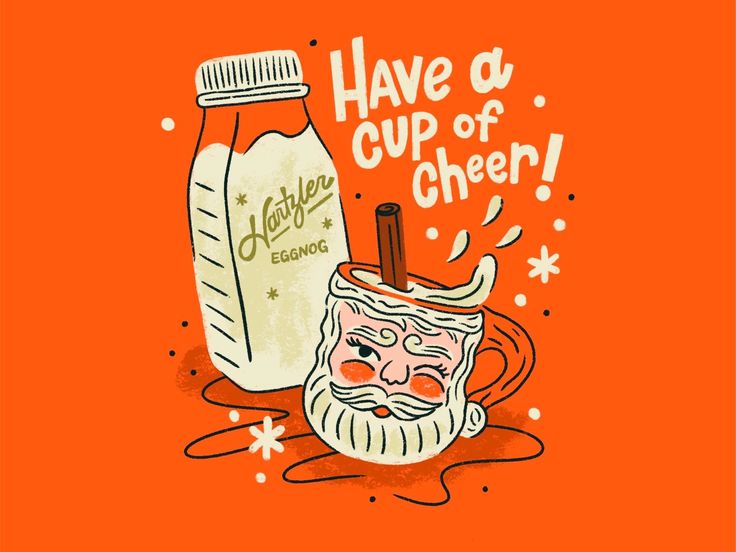 an orange background with a drawing of santa claus next to a jar of honey and the words have a cup of cheer