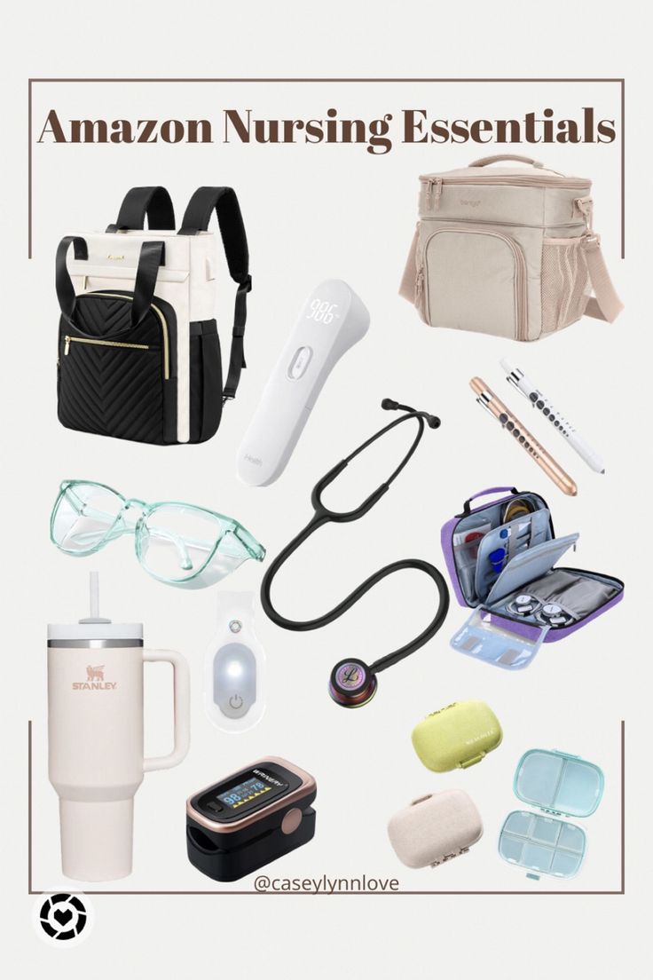 an assortment of items that include glasses, a camera, and other personal care items