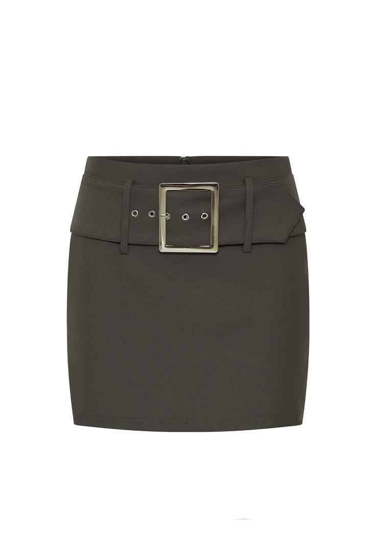 The Lloyd Skirt by Nakedvice is a mid rise mini skirt. Featuring a removable belt with silver buckle, The Lloyd Skirt is the perfect mid-rise mini skirt. Pair with The Lloyd Jacket for a matching set.

Jessica is 171cm and wears a size S. 
 Size: XS, S, M, L, XL, XXL; Colour: MOSS Belted Fitted Mini Skirt, Chic Fitted Mini Skirt With Belt Loops, Fitted Mini Length Bottoms With Belt Loops, Elegant Mini Skirt With Belt, Belted Fitted Mini Skirt Skort, Chic Mini Skirt Bottoms With Belt, Fitted Belted Mini Skirt, Fitted Belted Mini Skort, Fitted Mini Skirt With Belt