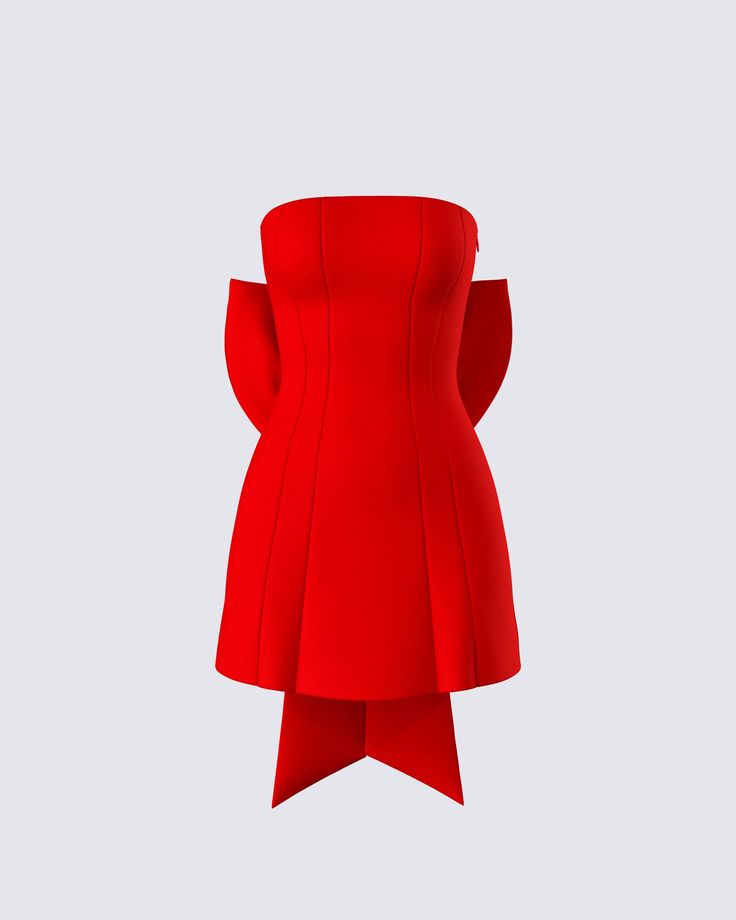 Put a bow on it 😌 This red strapless mini dress made from fully-lined stretch suiting fabric complete with a center back bow will have you wrapped like the gift you are 💋 Dream Boutique, Korean Life, Winter Birthday Outfit, Grad Outfits, Bow Mini Dress, Cute Formal Dresses, Christmas Attire, Cute Homecoming Dresses, Fitted Maxi Dress