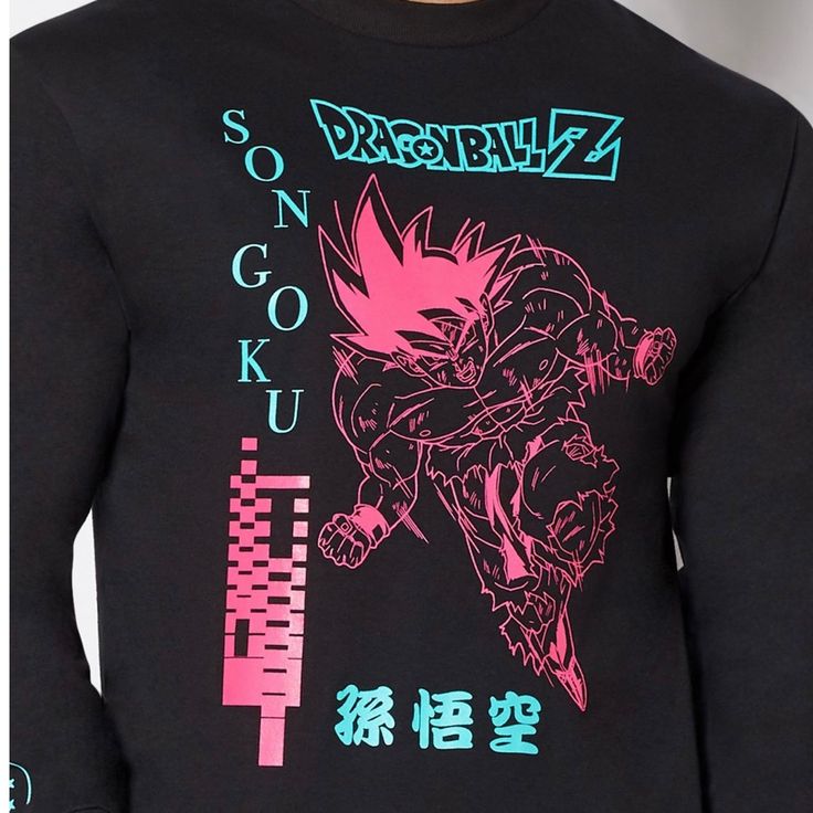 New With Tags! Officially Licensed Crewneck Regular Fit Black Long Sleeve Shirt, White Long Sleeve Shirt, Team T Shirts, Son Goku, Grey Shirt, Graphic Shirts, White Long Sleeve, Dragon Ball Z, Black Long Sleeve