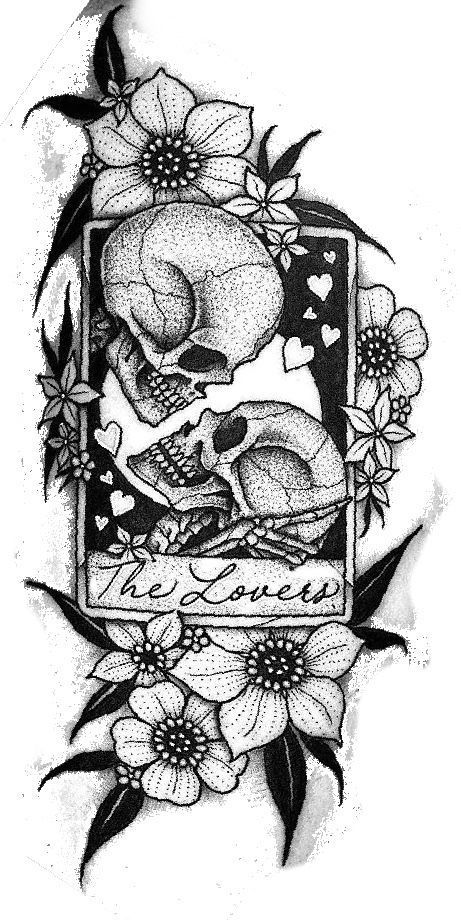 a drawing of a skull and flowers with the words love on it's side