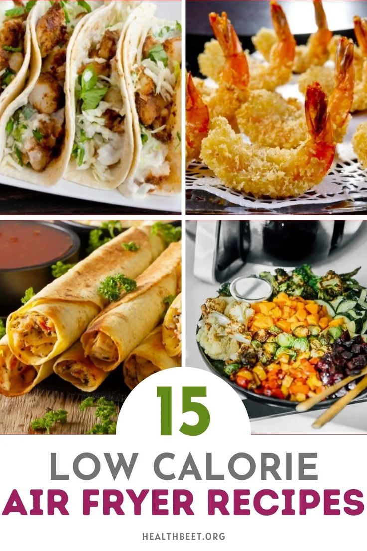 low calorie air fryer recipes with text overlay that reads 15 low calorie air fryer recipes