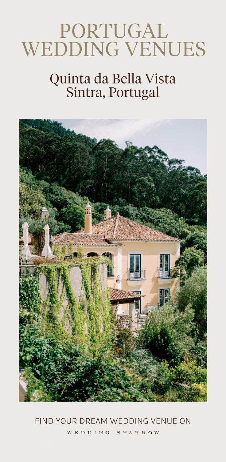 the front cover of a wedding venue in portugal