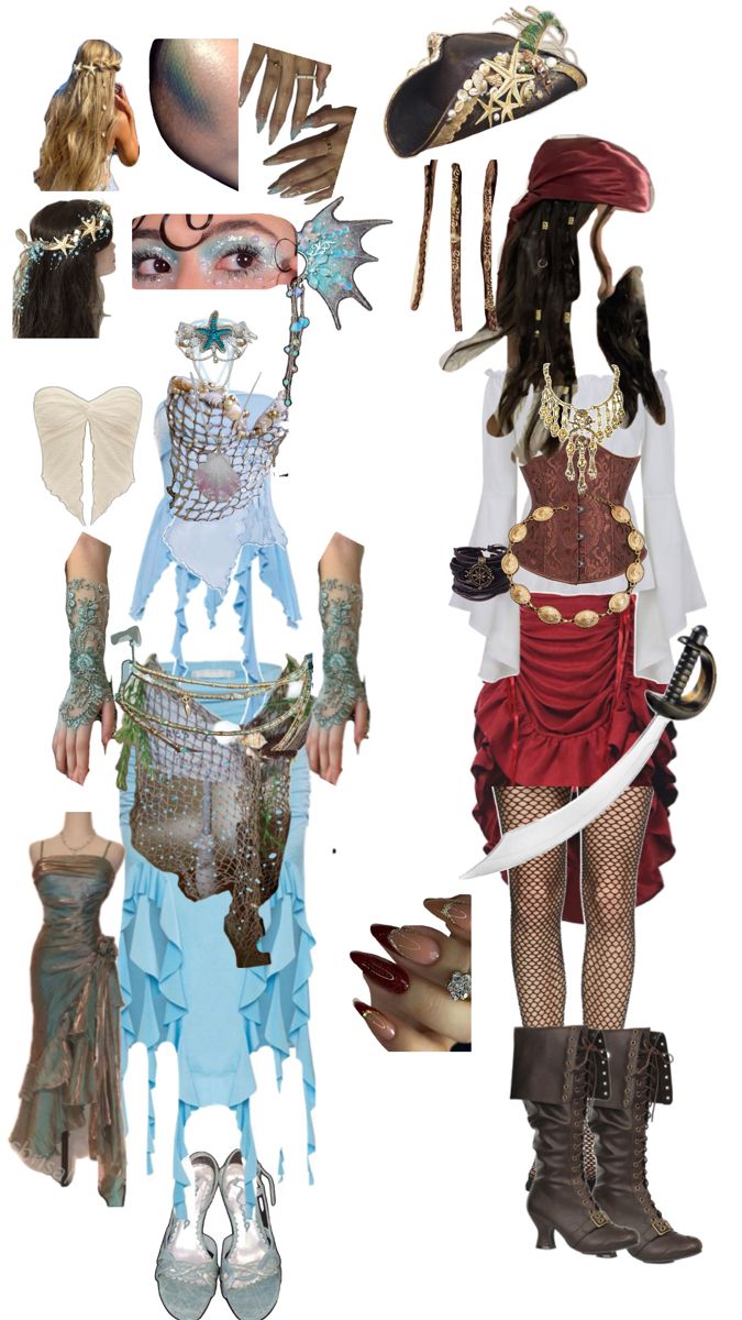 a collage of different types of clothing and accessories including hats, scarves, gloves, boots, dresses