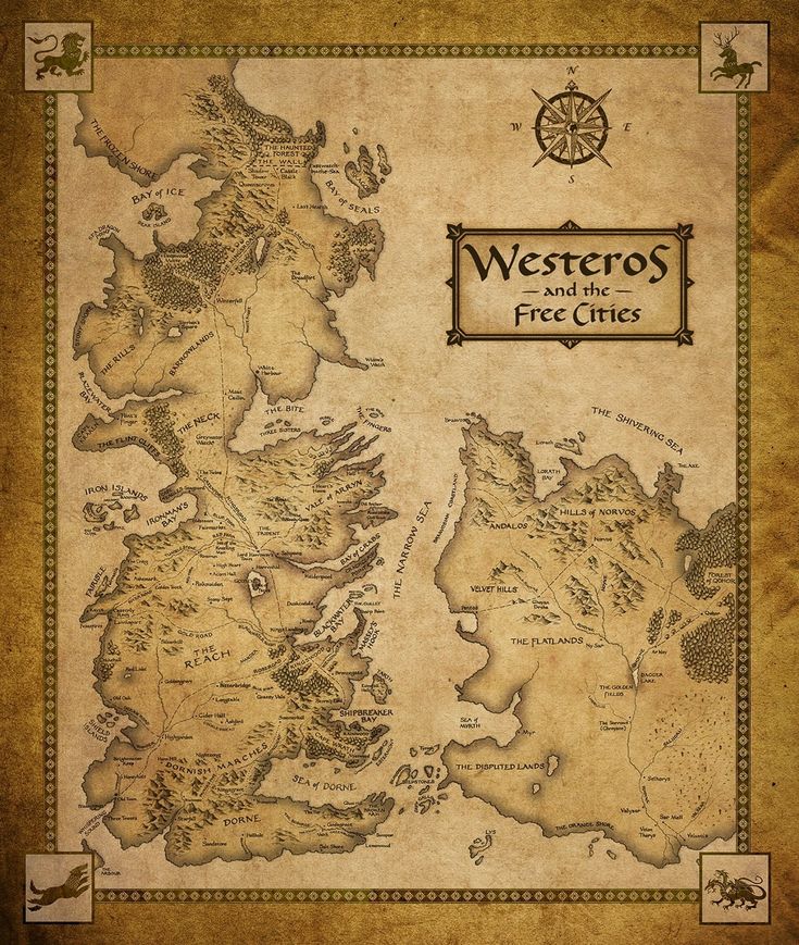 the map for westeroos and the free cities, from game of thrones