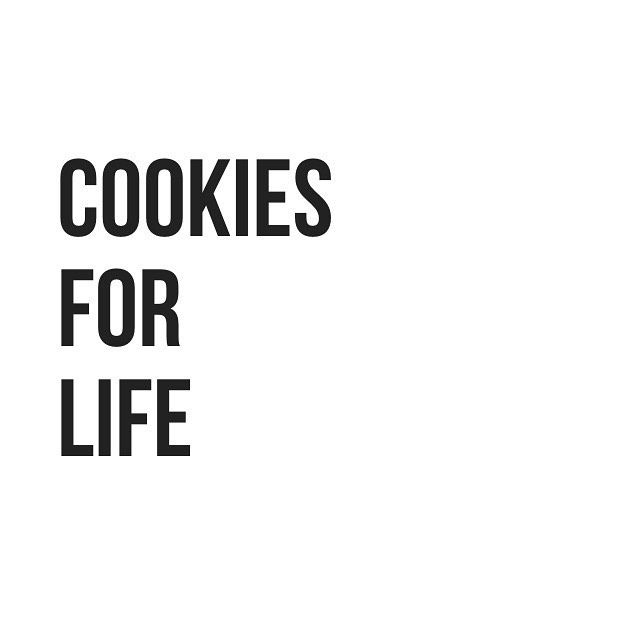 the words cookies for life are black and white