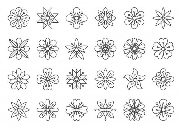 the different types of flowers that can be seen in this drawing technique, including four petals and