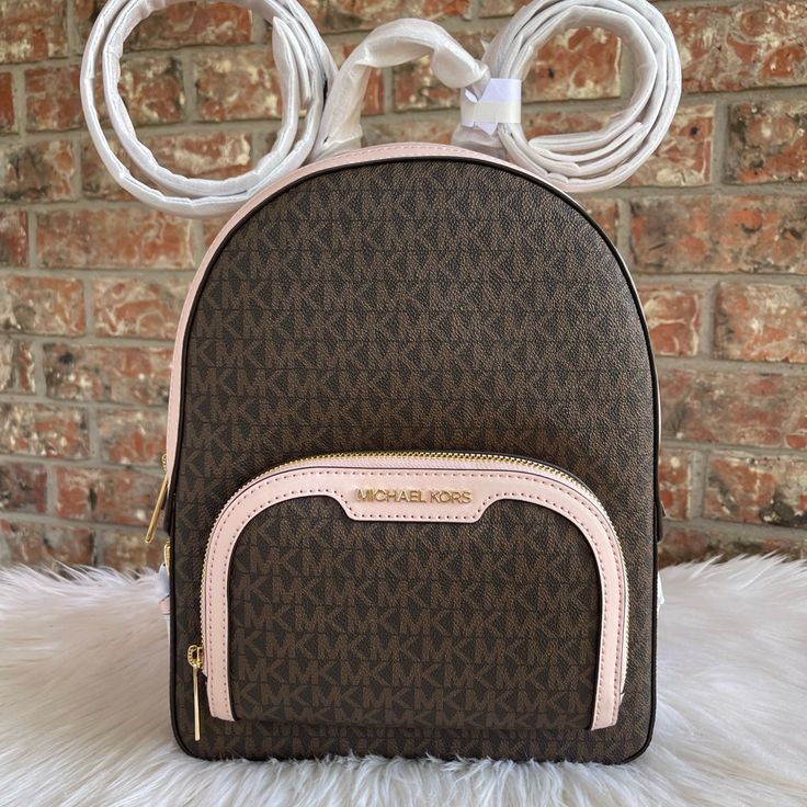 New With Tag 100% Authentic Michael Kors Standard Backpack With Logo, Everyday Pink Bags With Logo, Michael Kors Pink Travel Backpack, Michael Kors Pink Backpack For Everyday, Pink Michael Kors Backpack For Travel, Michael Kors Pink Travel Bag, Michael Kors Bag, Michael Kors, Bag Lady