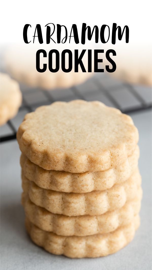 cookies stacked on top of each other with the words cardamom cookies in the background