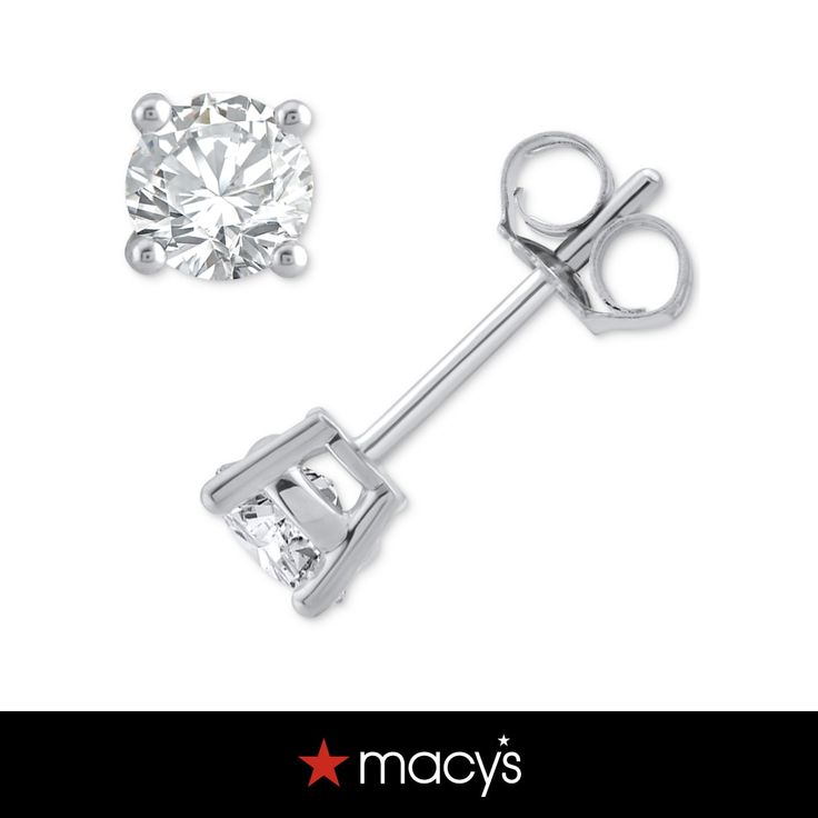 in stock Classic Round Diamond Earrings From Macy's, Macy's Round Cut Diamond Earrings, Macy's Classic Brilliant Cut Diamond Earrings, Macy's Classic Diamond Earrings With Diamond Accents, Macy's Classic Diamond Earrings With Accents, Classic Brilliant Cut Earrings By Macy's, Macy's Classic Brilliant Cut Earrings, Diamond Stud Earrings, Diamond Stud