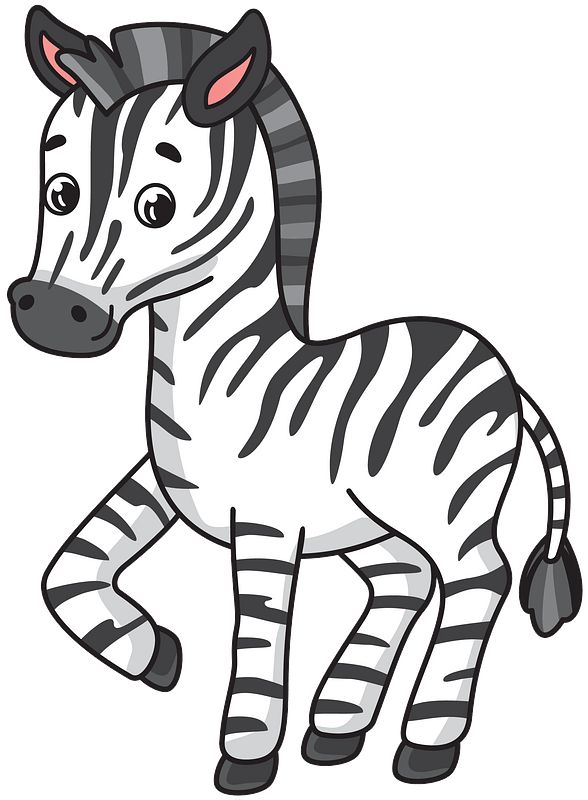 a cartoon zebra standing on one leg