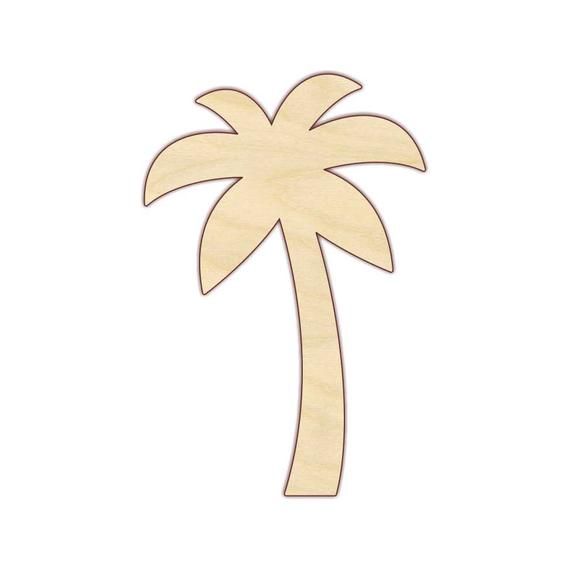 a wooden cutout of a palm tree