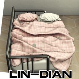 an image of a bed with blankets and pillows on top of it that says lin - dian