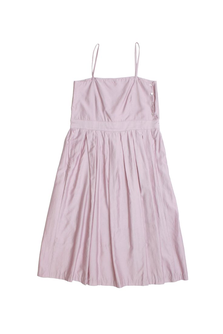 - Sleeveless dress Side Button closure Maxi Length Chic Pink A-line Sleeveless Dress, Midi Length Dress With Adjustable Straps For Daywear, Chic Pink Cotton Sundress, Purple Spaghetti Strap Midi Dress, Pink A-line Sleeveless Dress For Spring, Feminine Pink Cotton Dress, Purple Sleeveless Midi Dress For Casual Occasions, Pink Cotton Dress With Adjustable Straps, Purple Midi Sundress