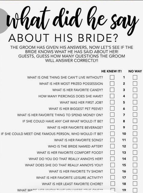 what did he say about his bride? printable bridal checklist for newly married couples