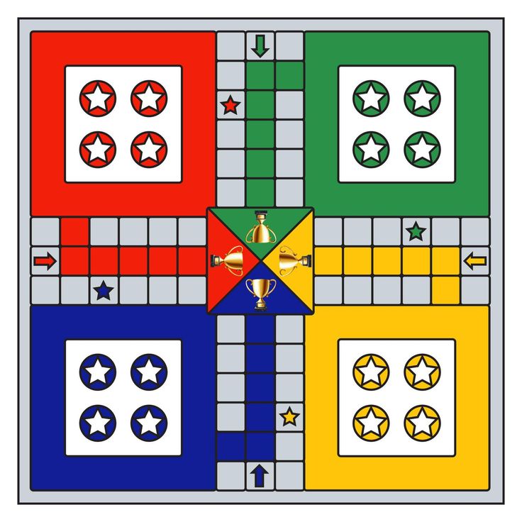 an image of a game board with four different colors and stars on the squares, including one