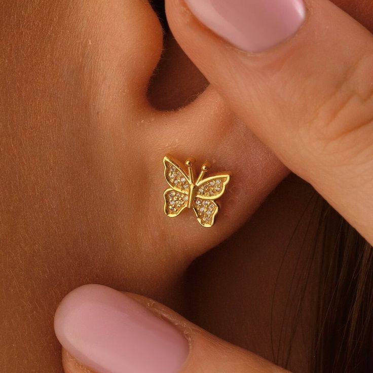 10k 14k 18k Solid Gold Butterfly Stud Earrings, Dainty Single or Pair Stud Animal Earrings, Tiny Butterfly Gold Earrings, Gift For Daughter This item is handmade and produced with 10k 14k 18k solid gold according to your preference. Gold Color : Yellow Gold, White Gold, Rose Gold Gemstone : Cubic Zirconia Earrings size: Heigth : 0.28 inches ( 7 mm ) Width : 0.30 inches ( 7,5 mm ) The item is made to order. We make it ready for shipment within 3 business days. Please contact us using the Ask a Question button regarding this necklace or other personalization requests. Thank you for visiting our shop. We wish you pleasant shopping. Gold Earrings Butterfly, 14k Gold Butterfly Earrings For Anniversary, Gold Butterfly Earrings Fine Jewelry, Gold Butterfly Fine Jewelry Earrings, Yellow Gold Butterfly Earrings For Anniversary, Butterfly-shaped Yellow Gold Anniversary Earrings, Butterfly-shaped Yellow Gold Earrings For Anniversary, Gold Butterfly Sterling Silver Earrings, Gold Butterfly-shaped Sterling Silver Earrings