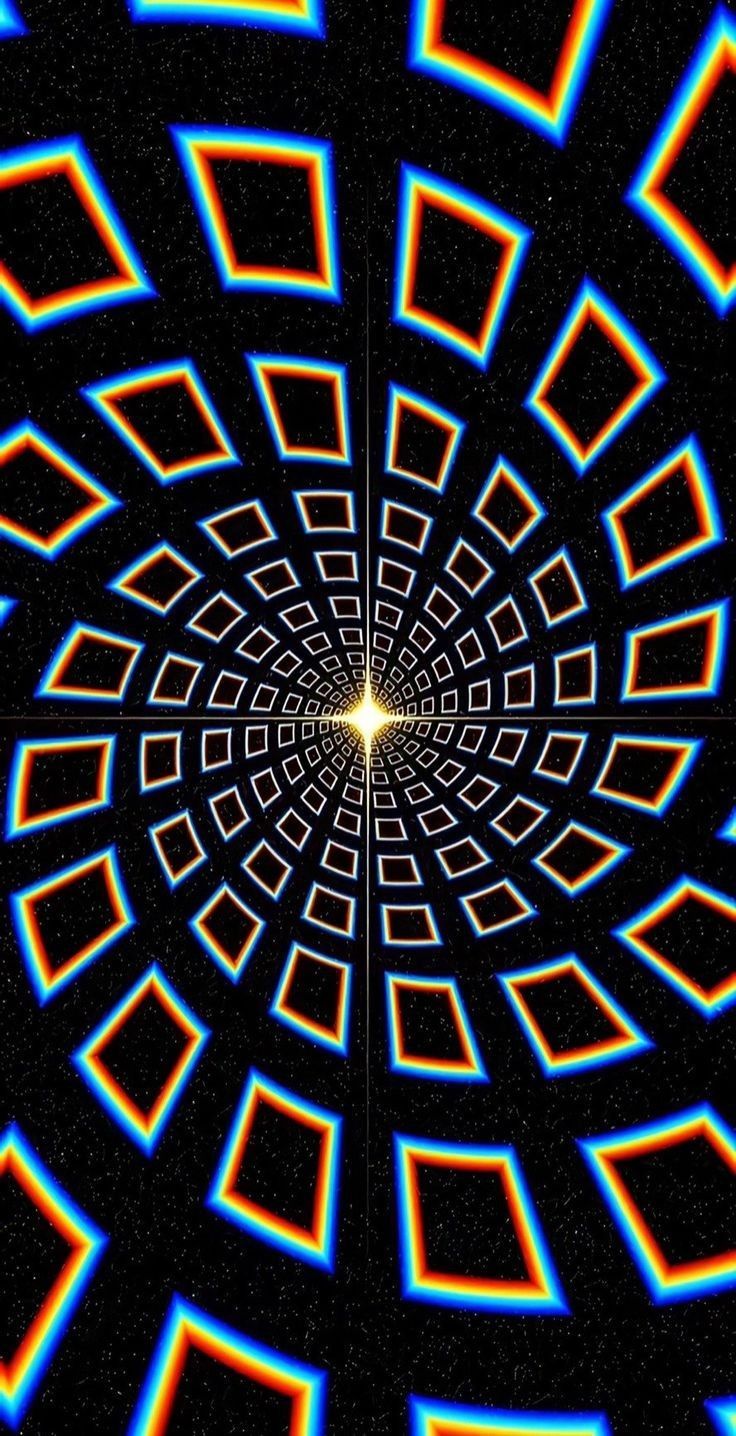 an image of a black and blue background with square shapes in the center, looking like a kaleidoscope