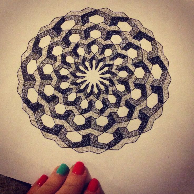 a drawing of a circular object with hexagonal shapes