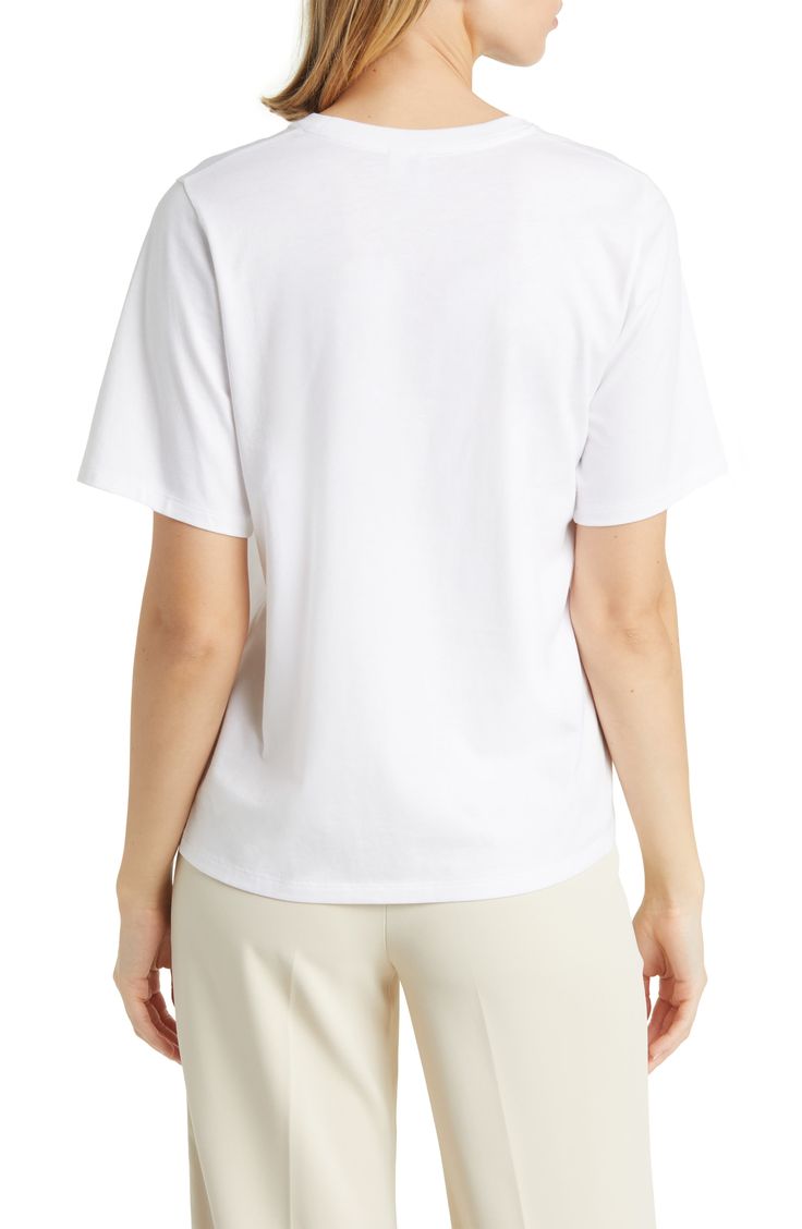 Premium pima cotton makes this relaxed-fit T-shirt a joy to wear and layer every season of the year. 26" length (size Medium) Crewneck Short sleeves 100% pima cotton Machine wash, line dry Made in Peru Nordstrom Short Sleeve Tops For Summer, Nordstrom Relaxed Fit Tops For Spring, Spring Nordstrom Relaxed Fit Tops, Nordstrom Cotton Short Sleeve Tops, Nordstrom White Tops For Spring, White Nordstrom Top For Spring, Nordstrom White Spring Top, Nordstrom Cotton Crew Neck Tops, Nordstrom Cotton Summer Tops