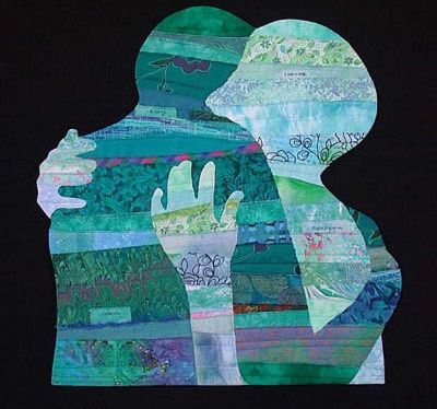 the silhouette of a person is made out of many different colored papers and words on black paper