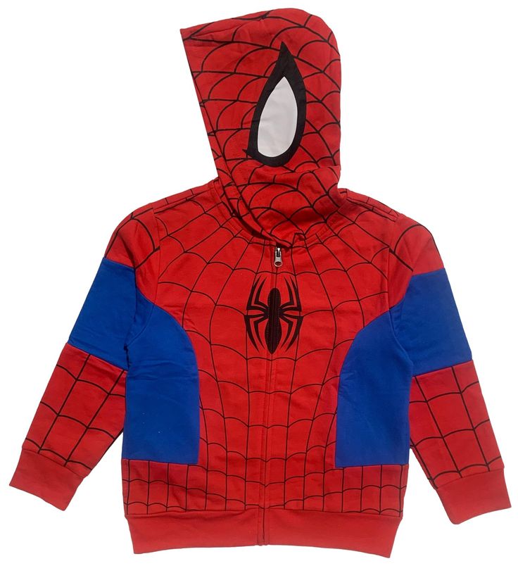 Boy's hoodie jacket is full-zip (from waist to neck) with 2 front pockets. The hood has Spiderman eye graphics on the sides(not see through). 60% Cotton/40% Polyester. Machine washable. Imported. Boys Spiderman Costume, Spiderman Toddler, Marvel Store, Spiderman Costume, Hoodie Material, Style Hoodie, Boys Hoodies, Boy Costumes, Full Zip Hoodie