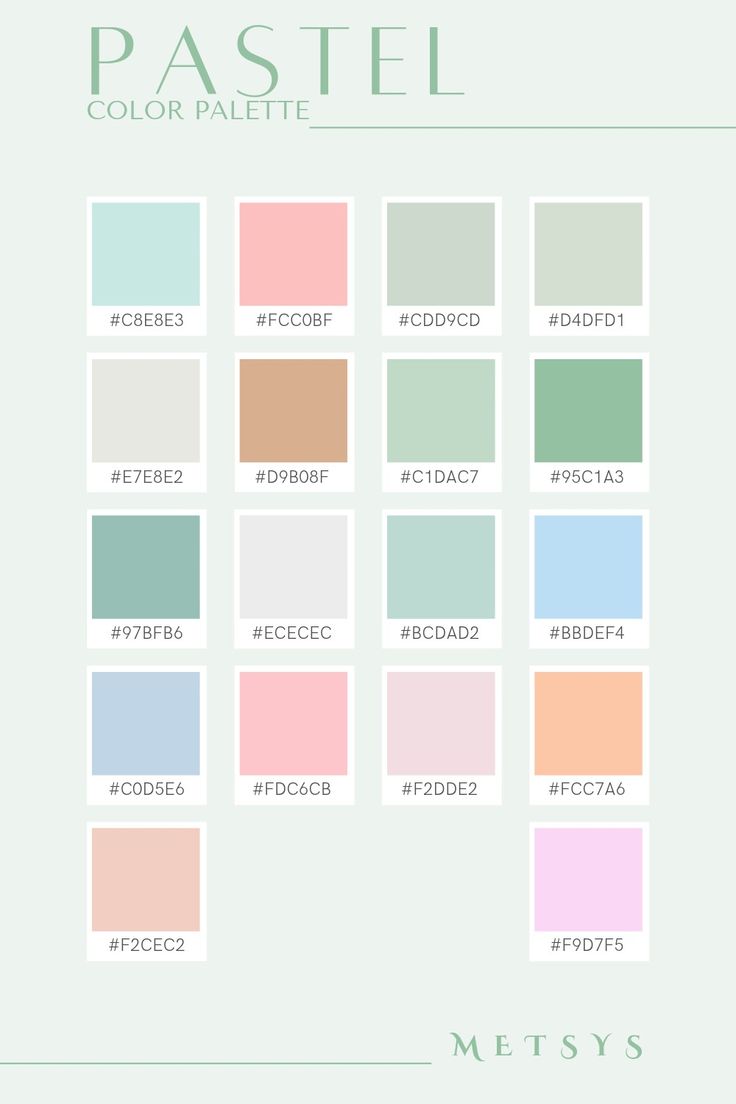 pastel color palette with different shades and colors for each one in the same area