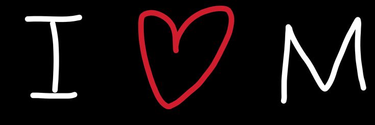 the word i love me written in white and red ink on a black background with a heart