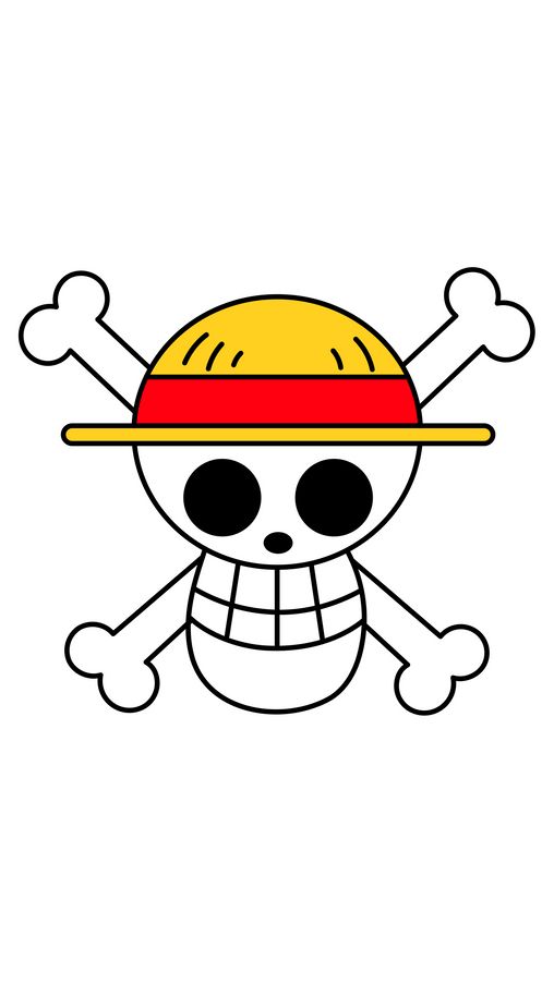 a cartoon skull wearing a yellow hat with two crossed bones on it's side