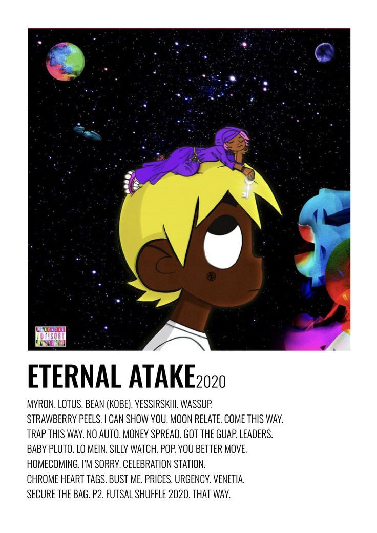 an image of a cartoon character with the words eternal atake on it