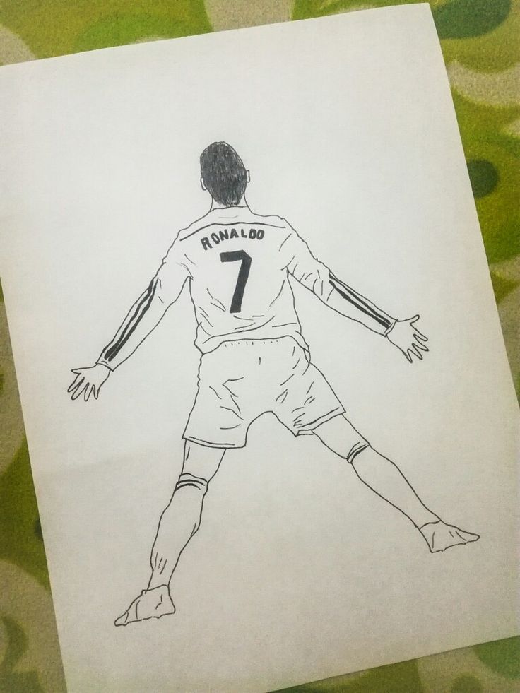 a drawing of a soccer player with his hands out and the number seven on it