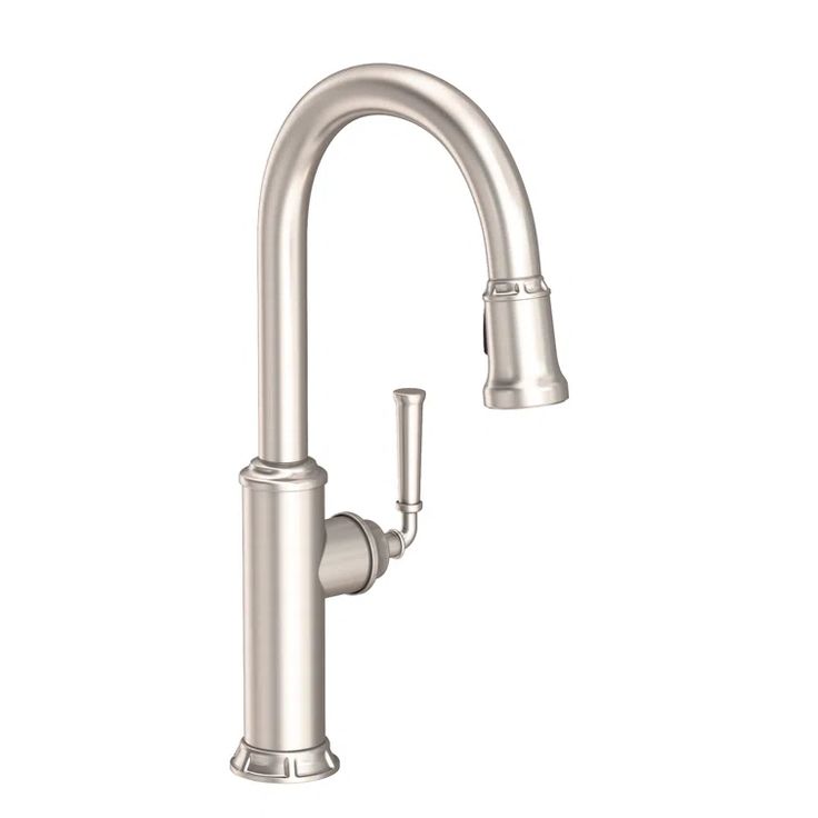 a stainless steel faucet with two handles and nozzles on the side