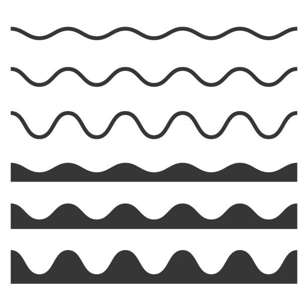 four wavy lines are shown in black and white, with one line drawn across the top