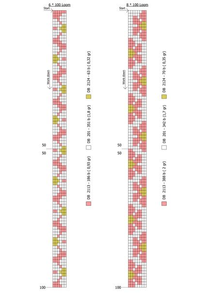 the cross stitch pattern is shown in red, yellow and green