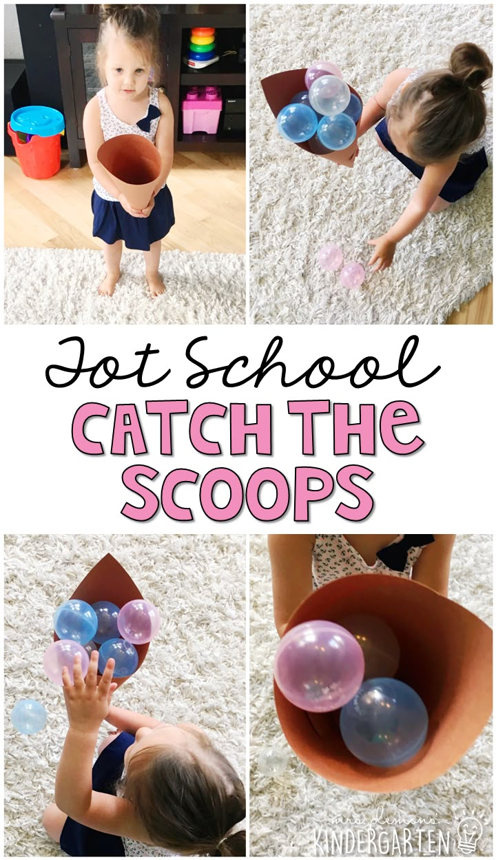 a collage of photos showing how to catch the scoops with balloons and water