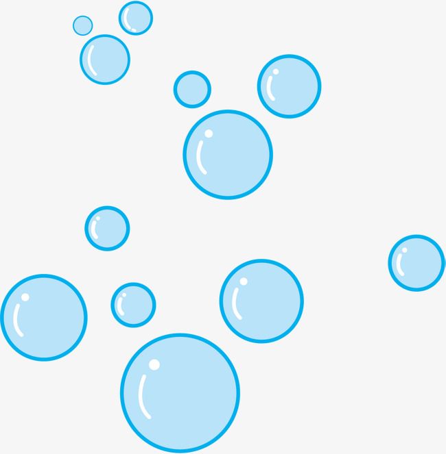 blue bubbles floating in the air on a white background